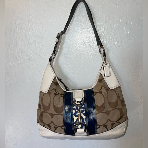 Coach Handbags - Coach Signature Jacquard Shoulder Bag F10993 | Leather Trim | Authentic